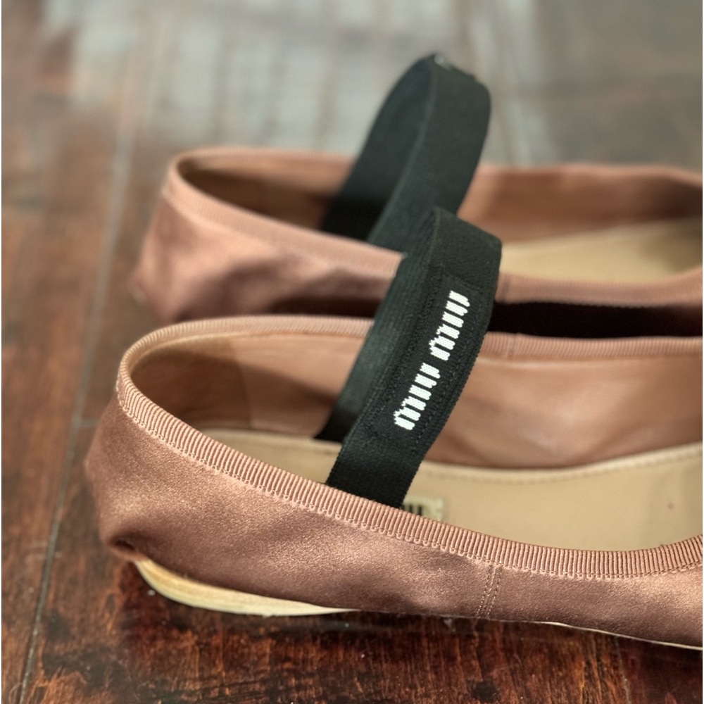 Miu Miu Satin Ballerinas Cocoa Brown IT 37,5 US 7,5 - Picture 11 of 13